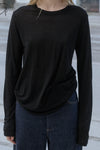 BASERANGE Classic Bamboo Fiber Bamboo Cotton Long Sleeve T-Shirt Series Collection Round Neck Bottoming Shirt France BAS-TOLS-BL-000-BLACK